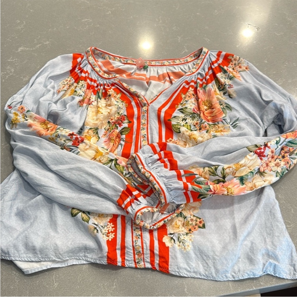Beautiful Farm Rio Floral Striped Women's Top Size L